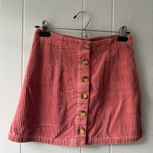 Pink Corduroy Button-Front Skirt